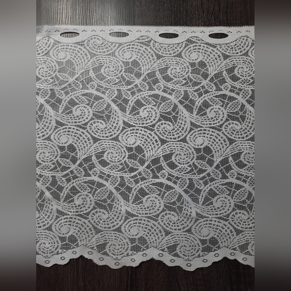 Vintage Pair of Scroll Lace Valance Curtains - Picture 1 of 6